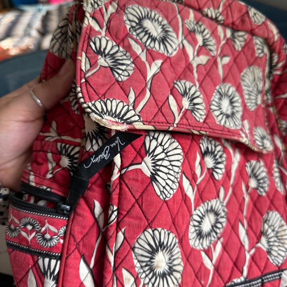 Vera Bradley Backpack With Matching Wallet Red and Black - Picture 7 of 15
